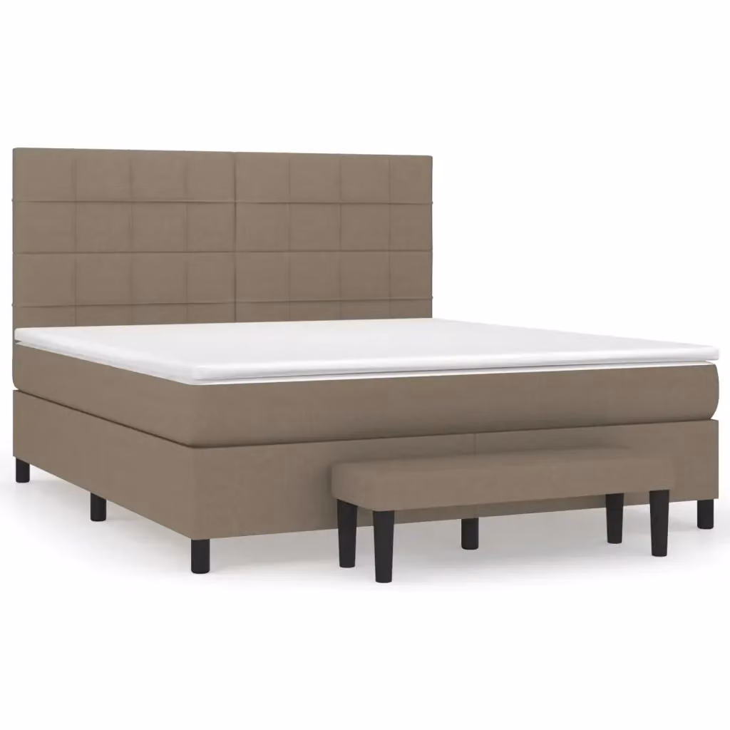 Letto Ibrido Moderno vidaXL con Materasso e Struttura Imbottita in Tessuto Beige e Bianco L: 180 cm, P: 200 cm, H: 203 cm – 2