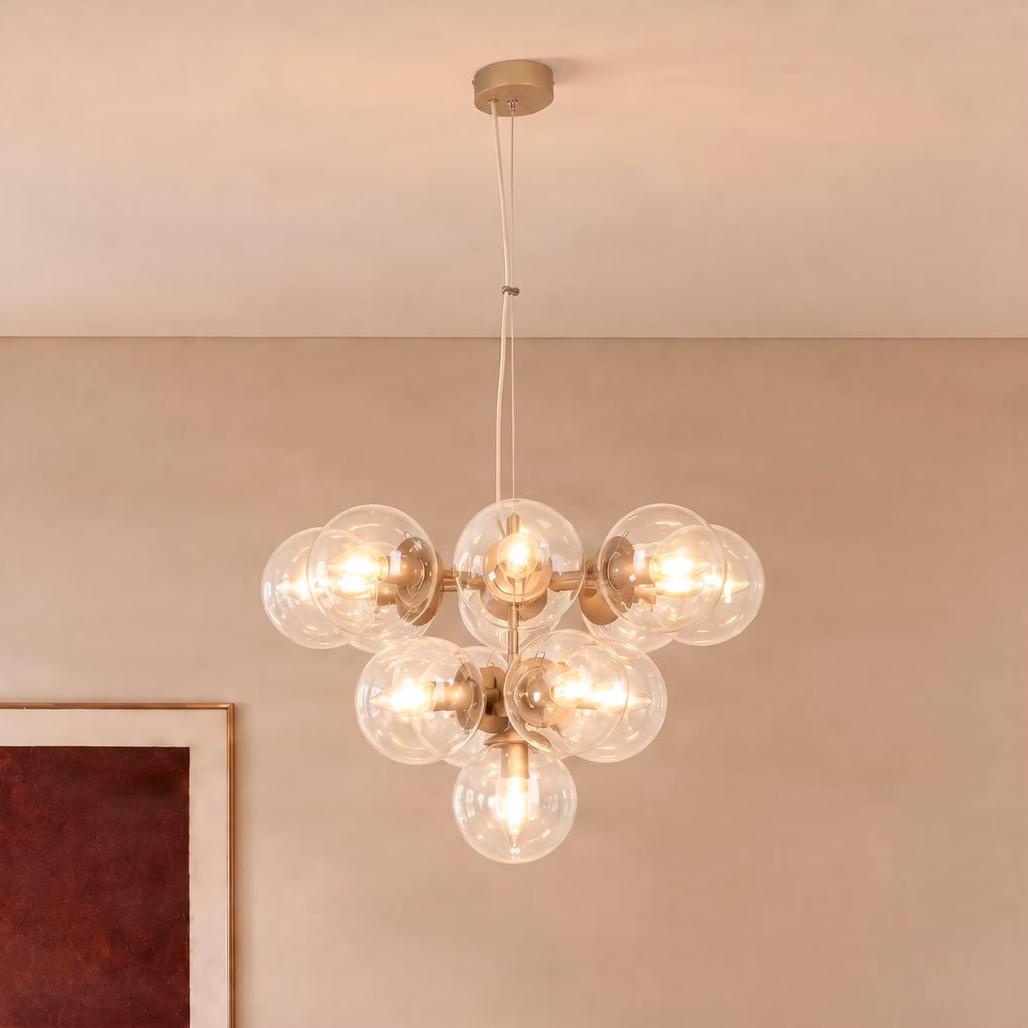 Lampada a sospensione Zumba Domiluce, dimmerabile, Crema / Ambra, Soggiorno / Sala da pranzo, Metallo, Moderno, Lampada a sospensione