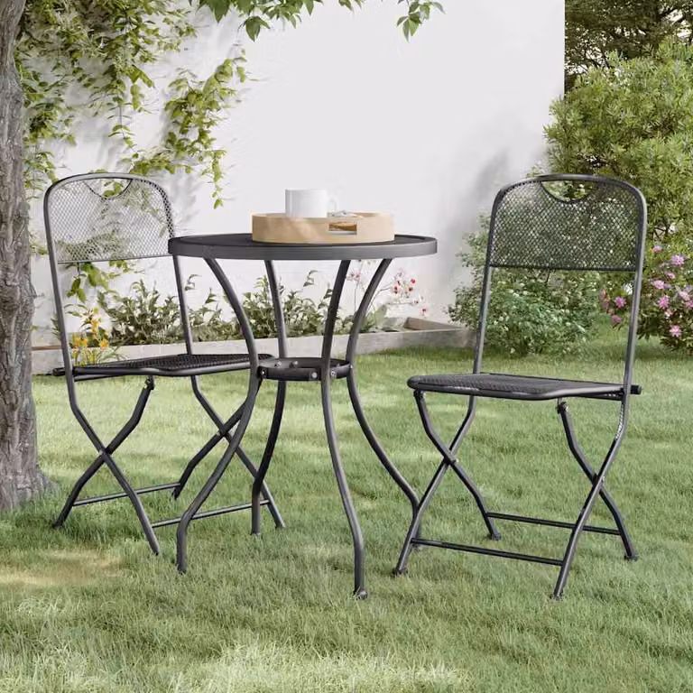 Set di 2 sedie pieghevoli da giardino vidaXL in metallo e textilene color antracite
