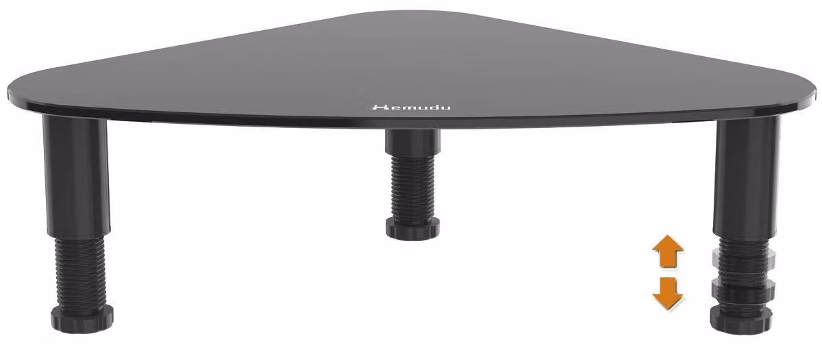 Supporto angolare in vetro per monitor - Nero - 38 x 26 x 8,6 cm - Regolabile