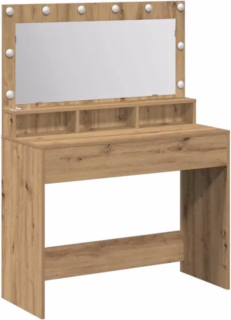 Toeletta Hollywood LED in Rovere con finitura opaca, L: 100 cm, P: 41 cm, H: 135 cm – 1