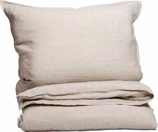 Set di lenzuola da letto in lino, 100% lino, miglior qualità, 155 x 220 cm + 80 x 80 cm, crème beige naturale, chiusura a nodo, 165 g/m², set di lenzuola da letto di lusso esteticamente accattivante