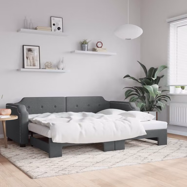 Maison Exclusive - Divano letto estraibile grigio scuro 90x190 cm in tessuto