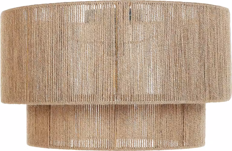BELIANI Lampada da soffitto Paralume in iuta naturale Base in ferro nero Lampada boho Luce a sospensione Soggiorno Camera da letto Corridoio
