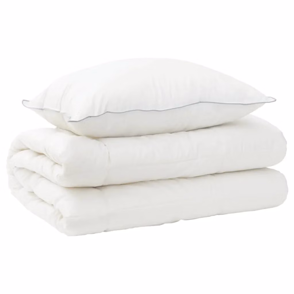 Set di piumone e 2 cuscini vidaXL 4 stagioni bianco L: 152 cm x P: 203 cm 350 GSM – 2