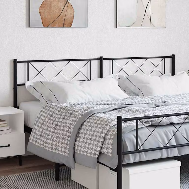 Testiera di ricambio vidaXL in metallo nero laccato per camera da letto, L: 200 cm, H: 90 cm, P: 3 cm