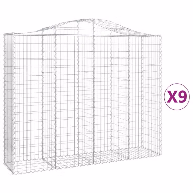 Cesti Gabbioni ad Arco 9 pz 200x50x160/180 cm Ferro Zincato