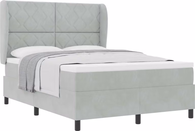 Letto a molle con materasso Grigio chiaro 200 x 140 cm Velluto