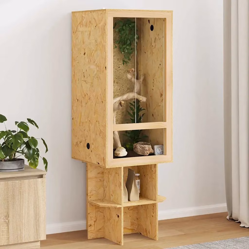 Terrario in legno e vetro marrone beige CFW1873638 L/P/H: 50 x 50 x 150 cm – 2