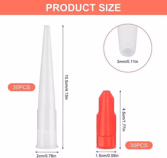 Accessori per pistole a spruzzo in silicone - Ricambi con cappucci di tenuta - Set di 30 ugelli in silicone trasparente.
