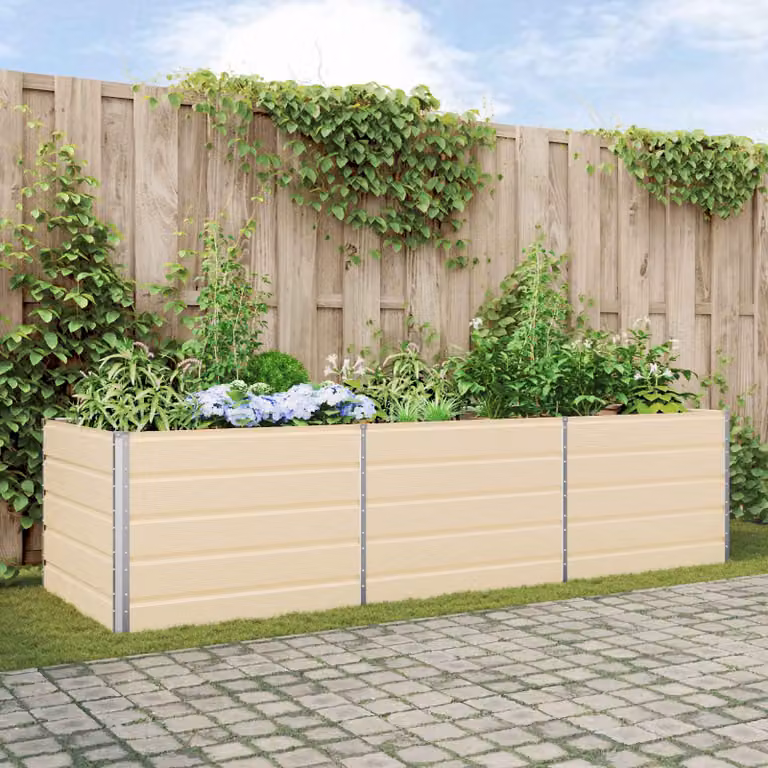 Fioriera da giardino vidaXL in acciaio zincato, colore beige, L: 290 cm, P: 100 cm, H: 75 cm