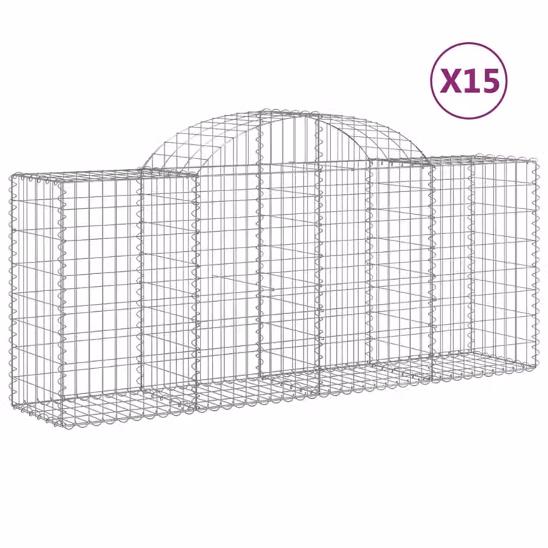 Cesti Gabbioni ad Arco 15 pz 200x50x80/100 cm Ferro Zincato