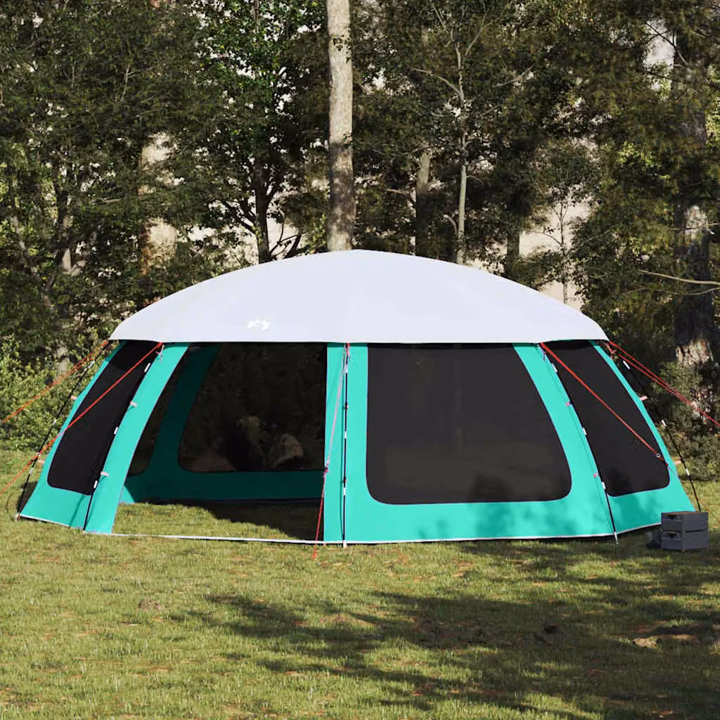 Tenda da piscina a cupola vidaXL con pareti in rete e copertura rimovibile, verde turchese, L: 690 cm, H: 280 cm