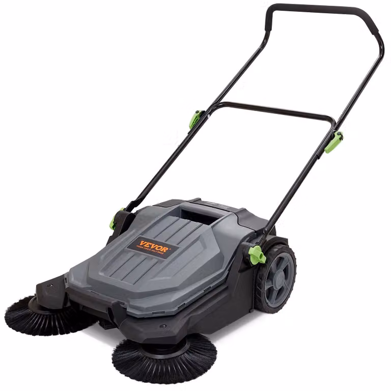 Spazzatrice manuale - Spazzolone a mano - Spazzatrice motorizzata - Aspiratutto per esterni - Spazzola per foglie - Acciaio al carbonio e ABS - Larghezza di spazzolatura: 65 cm