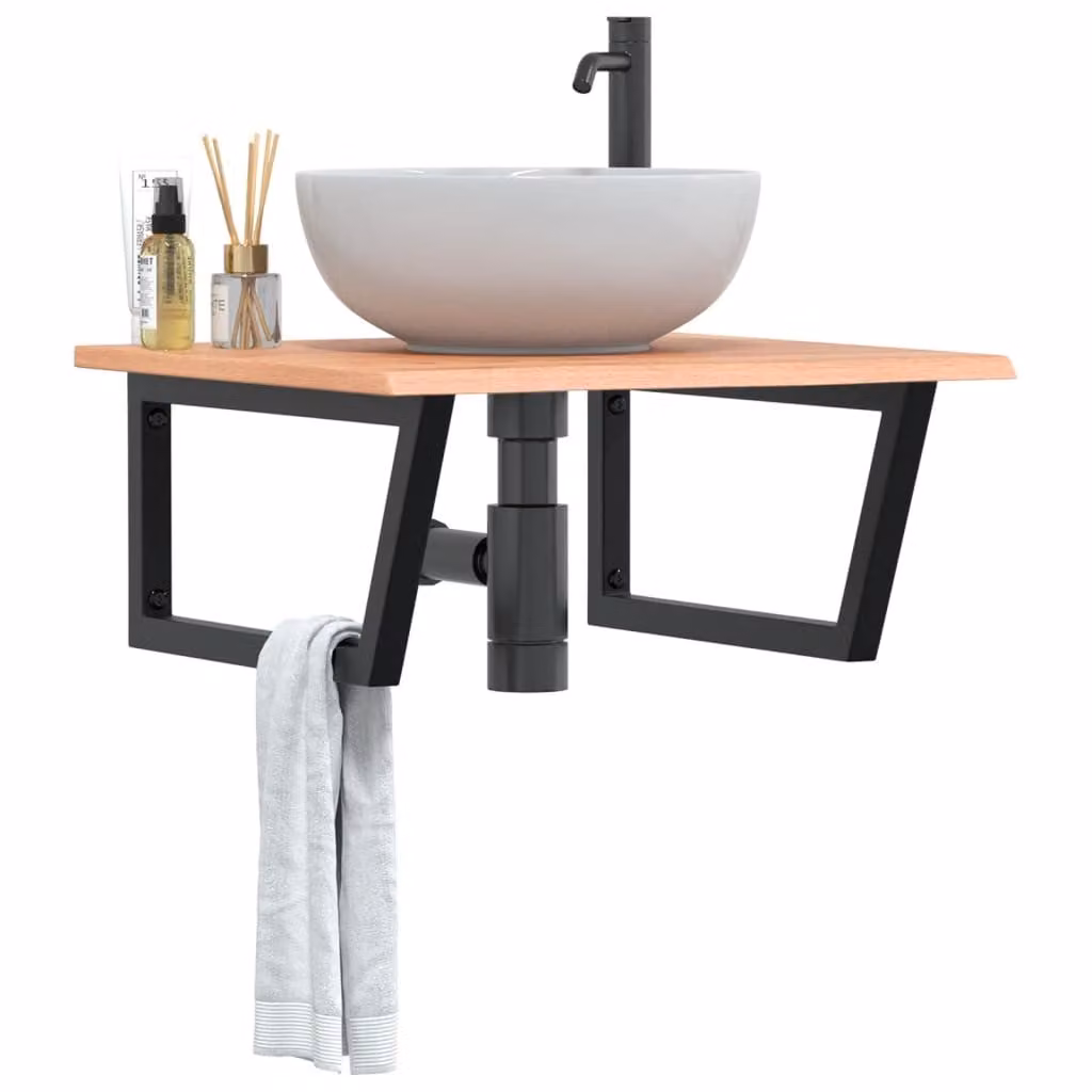 vidaXL Ripiano a Parete per Lavabo in Rovere e Metallo Moderno, Marrone e Nero