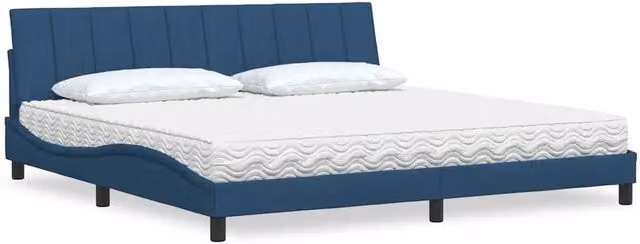 Letto con Materasso Hanko vidaXL in Tessuto Blu e Bianco L/P/H: 200 x 200 x 74,5 cm