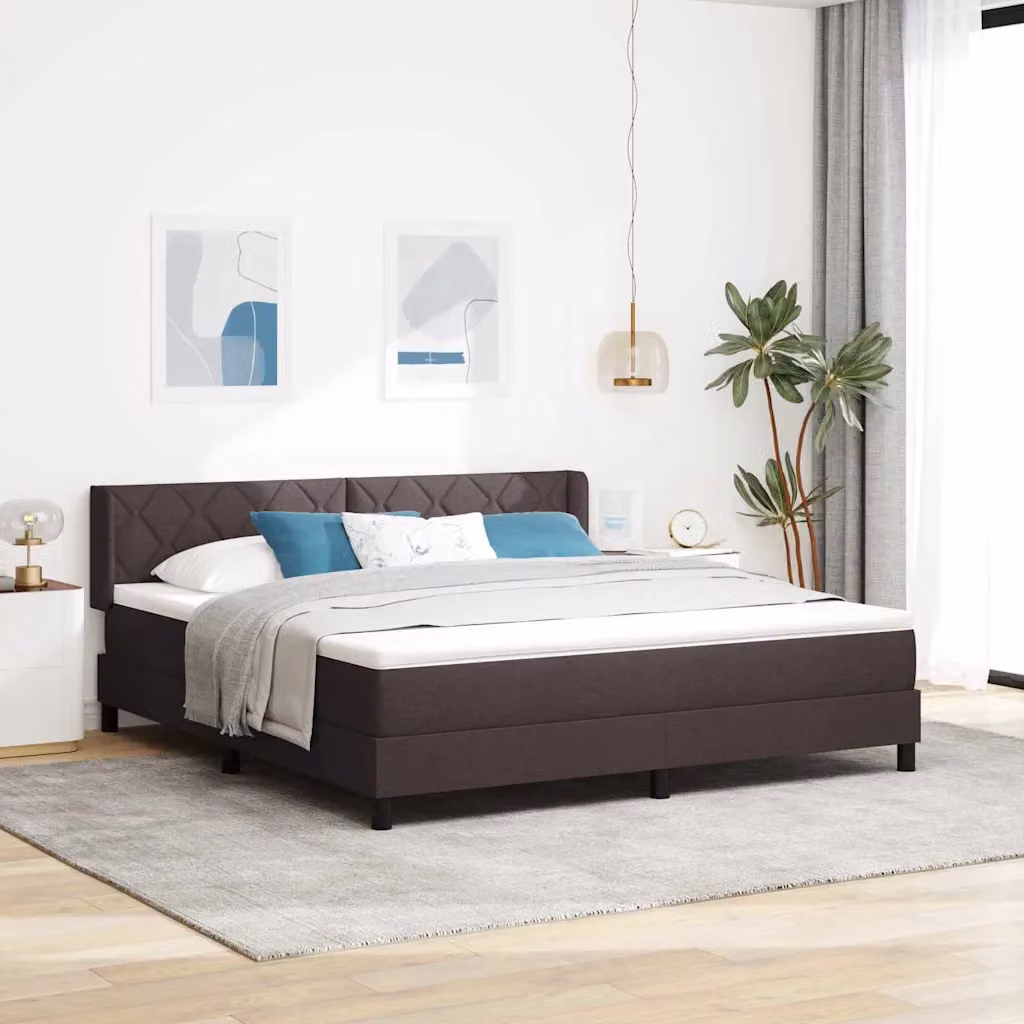 Letto a molle con testiera vidaXL in tessuto Marrone Scuro L: 180 cm, P: 200 cm, H: 280 cm
