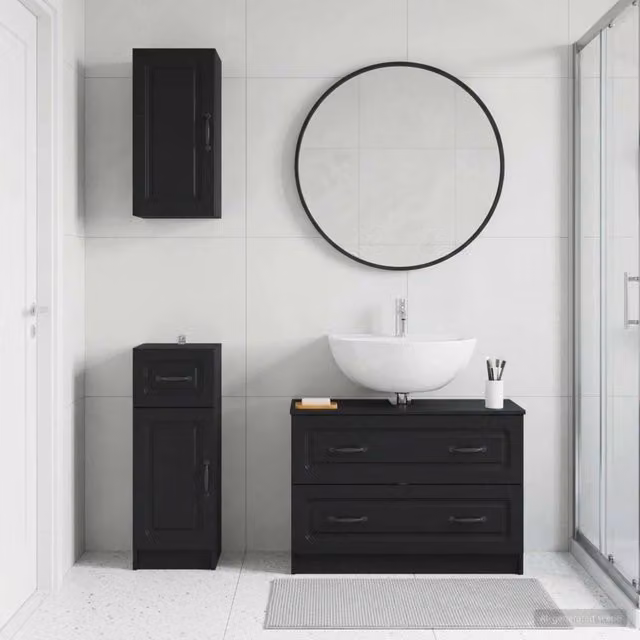 Set di armadietti da bagno in 3 pezzi UTRECHT Nero 3417811