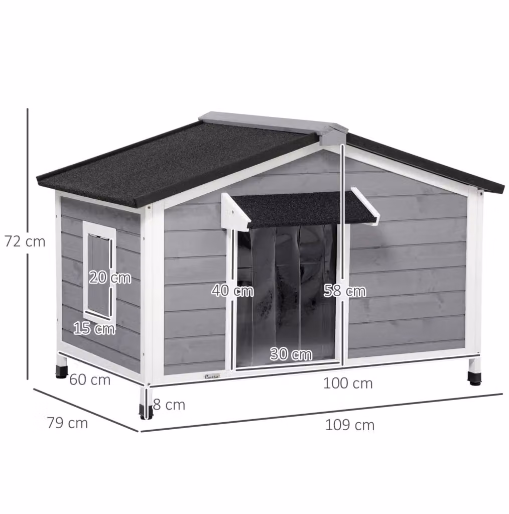 Cuccia per cani MODFU in legno nero con tetto apribile impermeabile L: 109 cm, P: 79 cm, H: 72 cm – 2