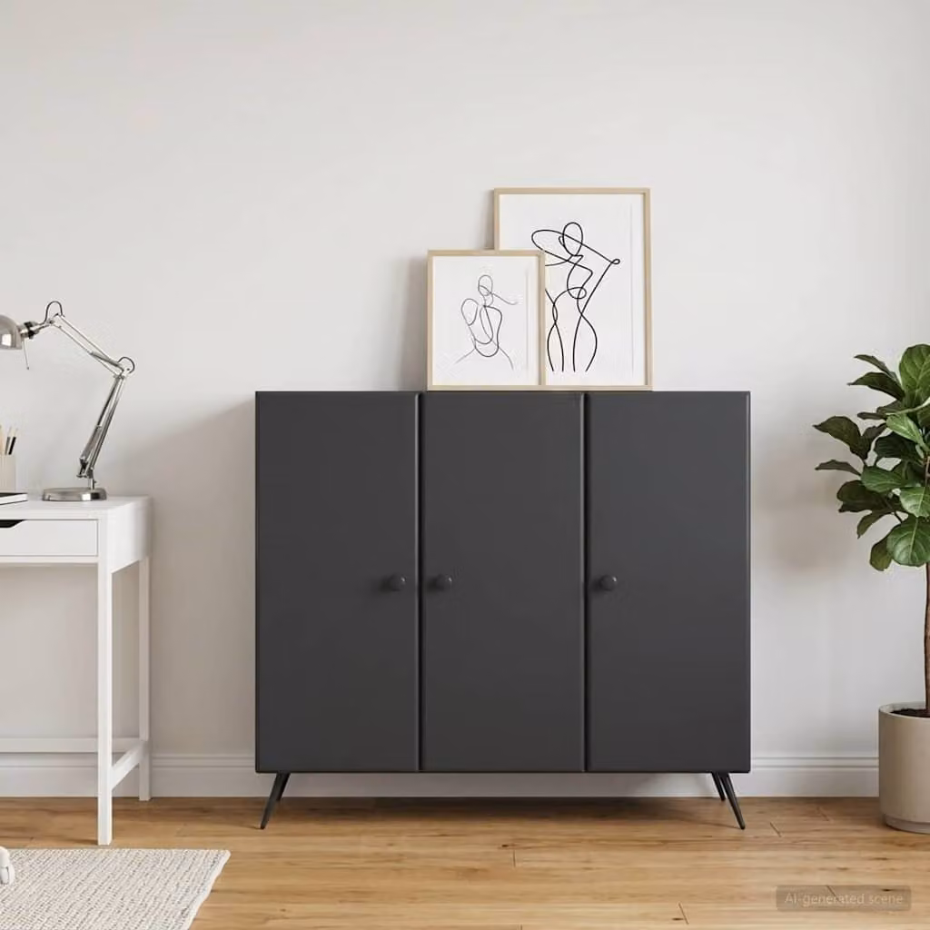 Credenza moderna vidaXL in legno MDF nero L 89 x P 34,5 x H 80 cm