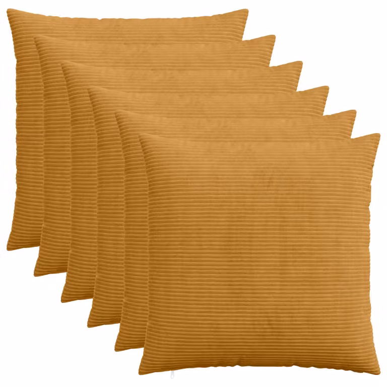 Set di 6 federe vidaXL HEERLEN in velluto a coste, Giallo, 80 x 80 cm