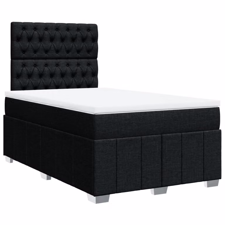 SYFAX™ Giroletto a Molle con Materasso Nero 120x190 cm in Tessuto