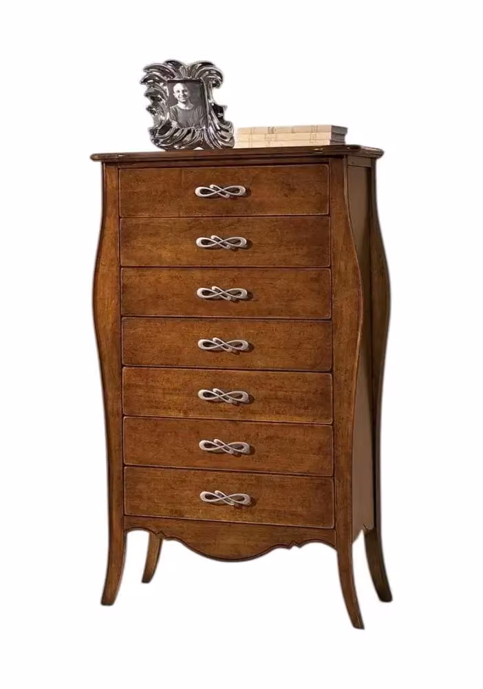 Cassettiera in legno con 7 cassetti stile arte povera Mobili 2G tinta noce L: 80 cm, P: 47 cm, H: 138 cm – 4