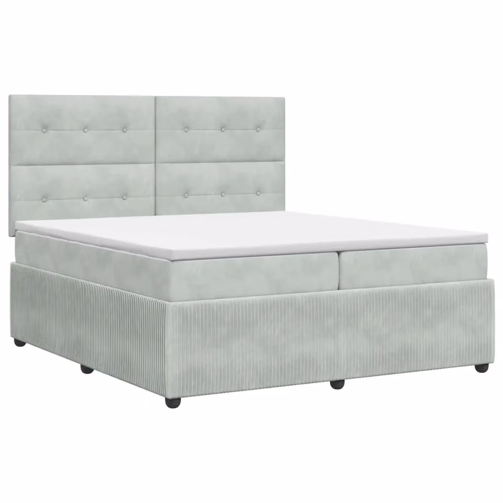 Letto box spring con materasso ibrido vidaXL in tessuto grigio e bianco L/P: 200 x 200 cm – 2