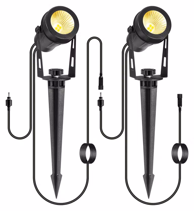 Lampade da giardino a LED, confezione da 2, luce bianco caldo, 12V, 3W