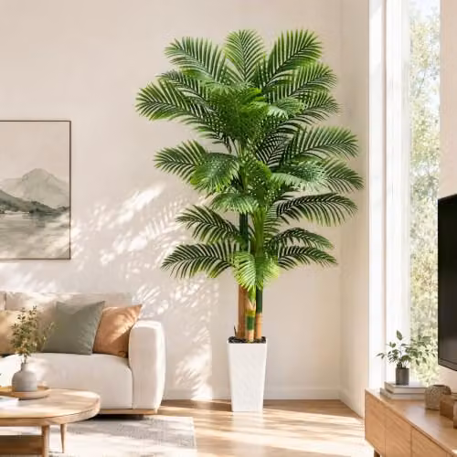 Pianta artificiale di palma da interno (bianco, 2,1 m)