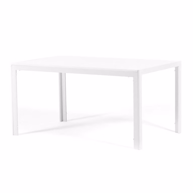 Tavolo rettangolare da interno 150×90 cm – Struttura in alluminio e piano in MDF, elegante e versatile per cucina, sala da pranzo e soggiorno – NOAH – Bianco/Legno bianco
