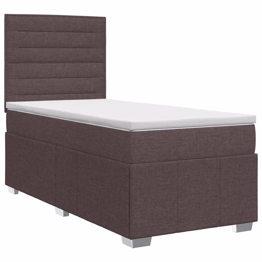 Letto box spring con materasso vidaXL in tessuto marrone e bianco con base a sollevamento L/P/H: 100 x 200 x 34,5 cm – 2
