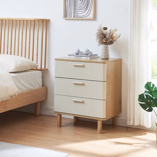 Cassettiera Ferrersp a 3 cassetti en.casa, colore avena beige, L 70 cm x P 40 cm x H 60 cm