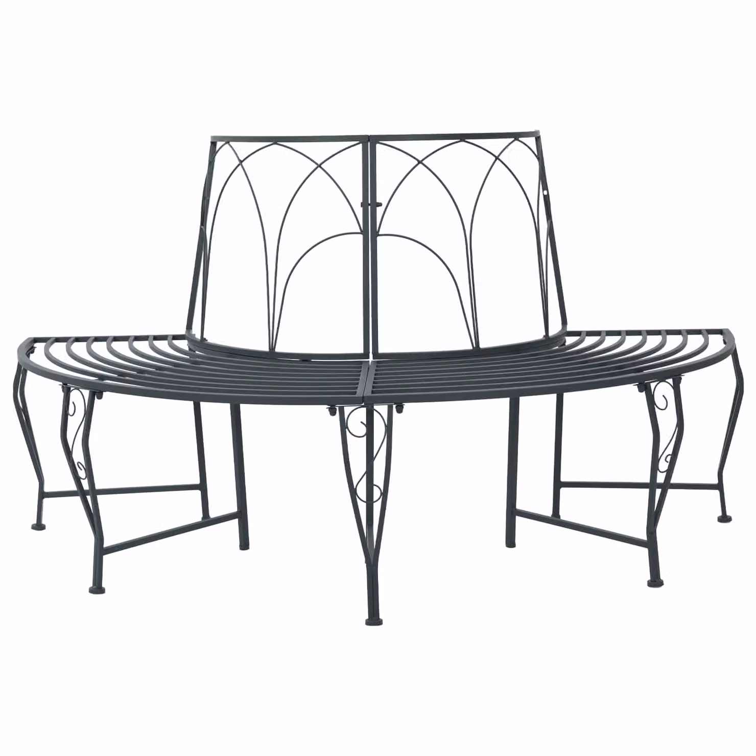 Panchina da giardino vidaXL per 4 persone in acciaio verniciato antracite L: 160 cm, P: 80 cm, H: 89 cm