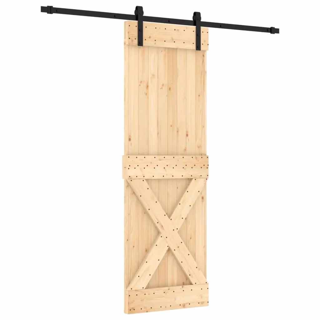 Porta scorrevole moderna vidaXL in legno e acciaio, colore marrone e nero, L: 200 cm, H: 210 cm – 2