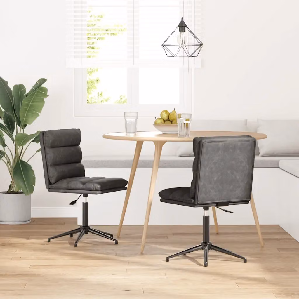 Set di 2 sedie da pranzo moderne in similpelle nera con base girevole per cucina e soggiorno – 2