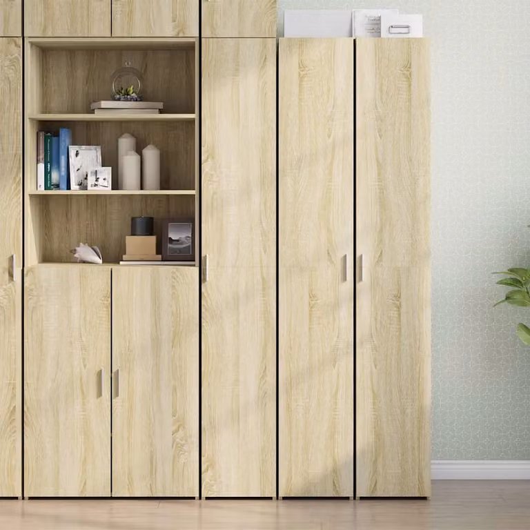 Credenza a parete vidaXL in legno MDF color rovere Sonoma, L: 30 cm, P: 42,5 cm, H: 185 cm