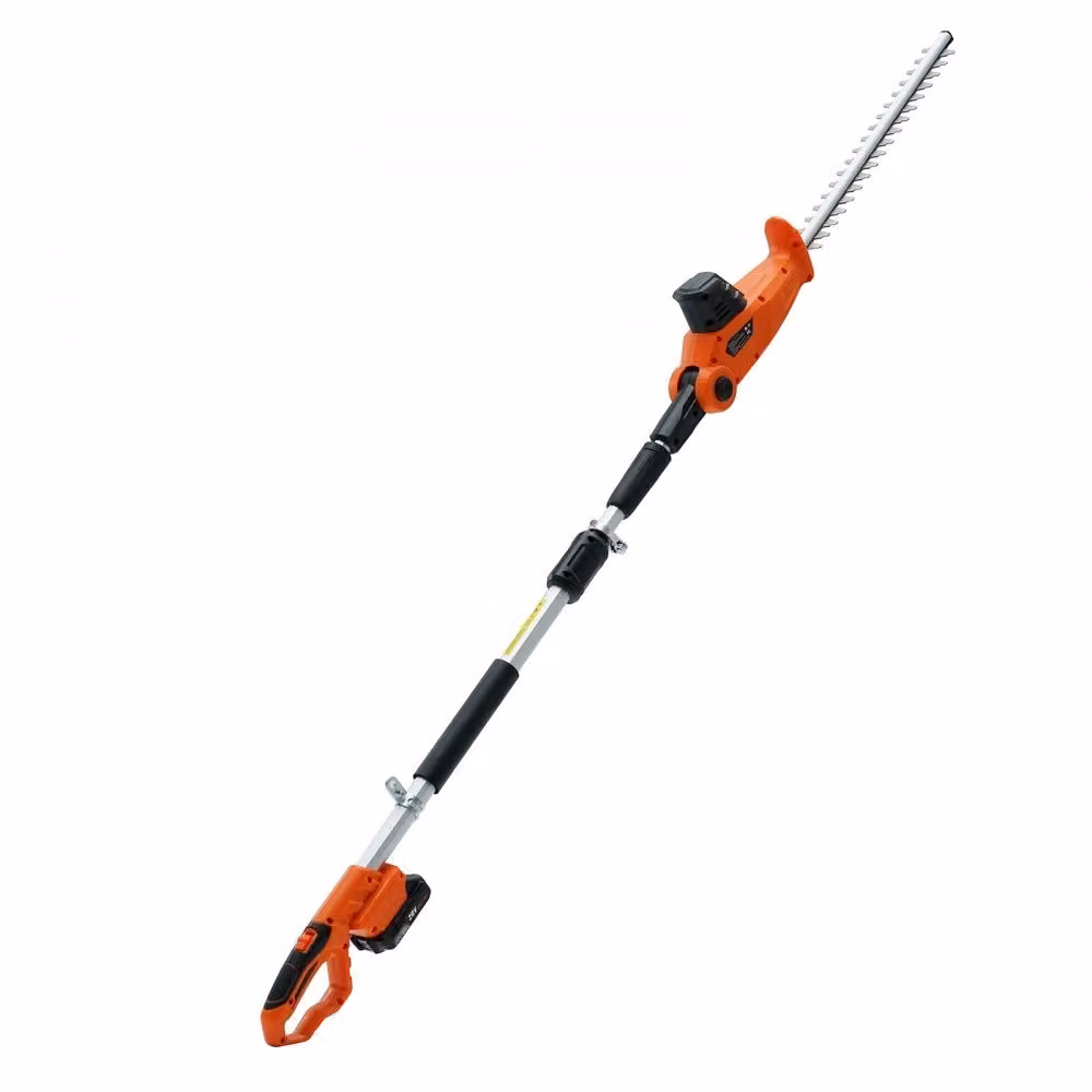 Tagliasiepi telescopico 20V con motore in rame e 17.500 giri/min - Tagliasiepi elettrico lungo 46 cm - allungabile fino a 188-239 cm - diametro di taglio 16 mm - ruotabile di 30-150° - incluso caricabatteria rapido e batteria.