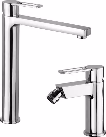 Paffoni coppia miscelatori lavabo alto e bidet senza scarico cromato mod. Ringo