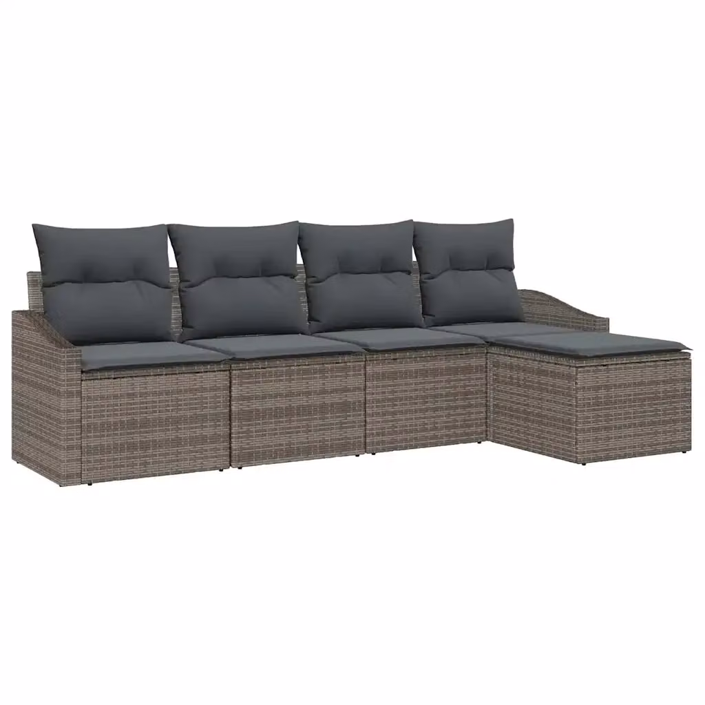 Set di divani da giardino vidaXL a forma di L in rattan grigio con cuscini e tavolino da caffè – 2