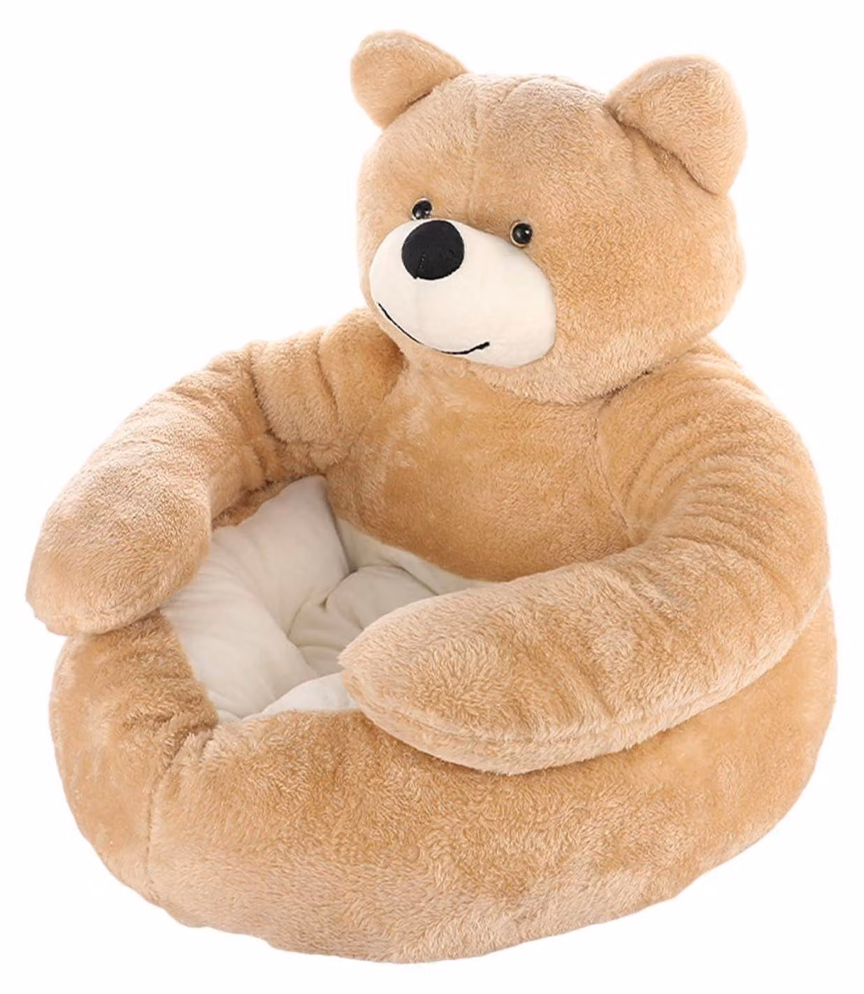 Cuccia per animali domestici a forma di orso, colore kaki, diametro 50 cm. Imbottitura spessa, con rivestimento removibile e lavabile