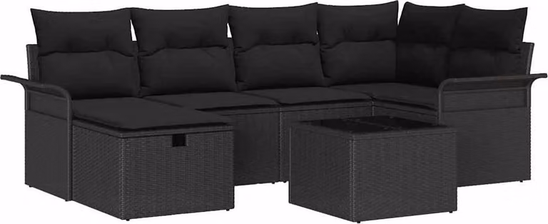 Set Divano da Giardino con cuscino 7 pcs Poly Rattan