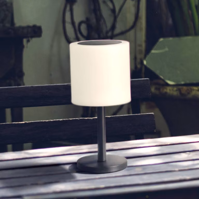 FH Lighting Lampada da tavolo solare a LED per esterni Milano Pro, RGBW, telecomando Pro, Nero, Plastica, Moderno, Lampade solari