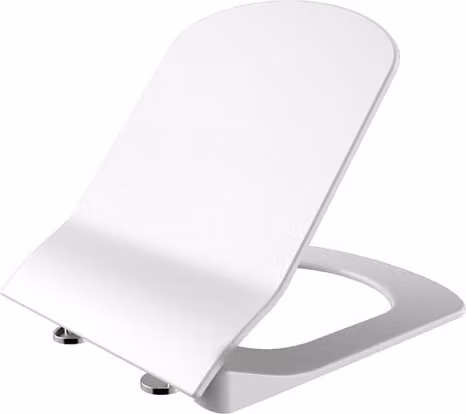 Sedile WC Creavit in Duroplast bianco lucido con chiusura ammortizzata, cerniere in acciaio inossidabile e design slanciato