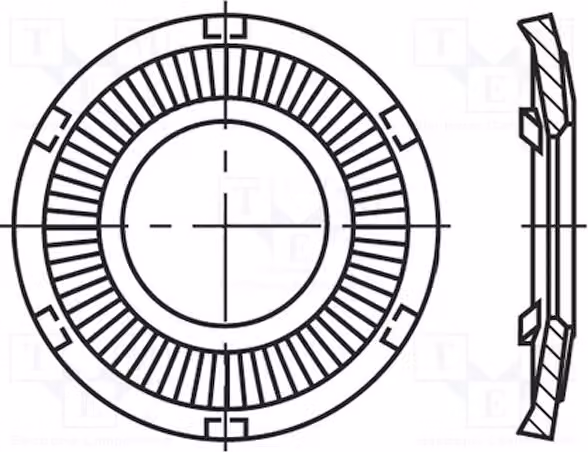 100 rondelle piane, dentate per esterno, codice prodotto 3353163. Rondelle M6, diametro D=12mm