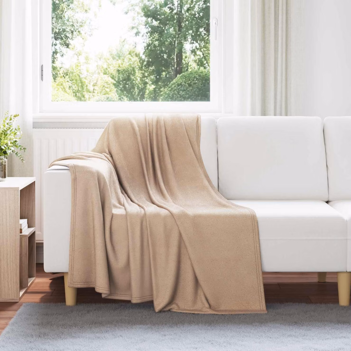 Coperta in pile morbida vidaXL colore beige e marrone L: 170 cm, P: 130 cm
