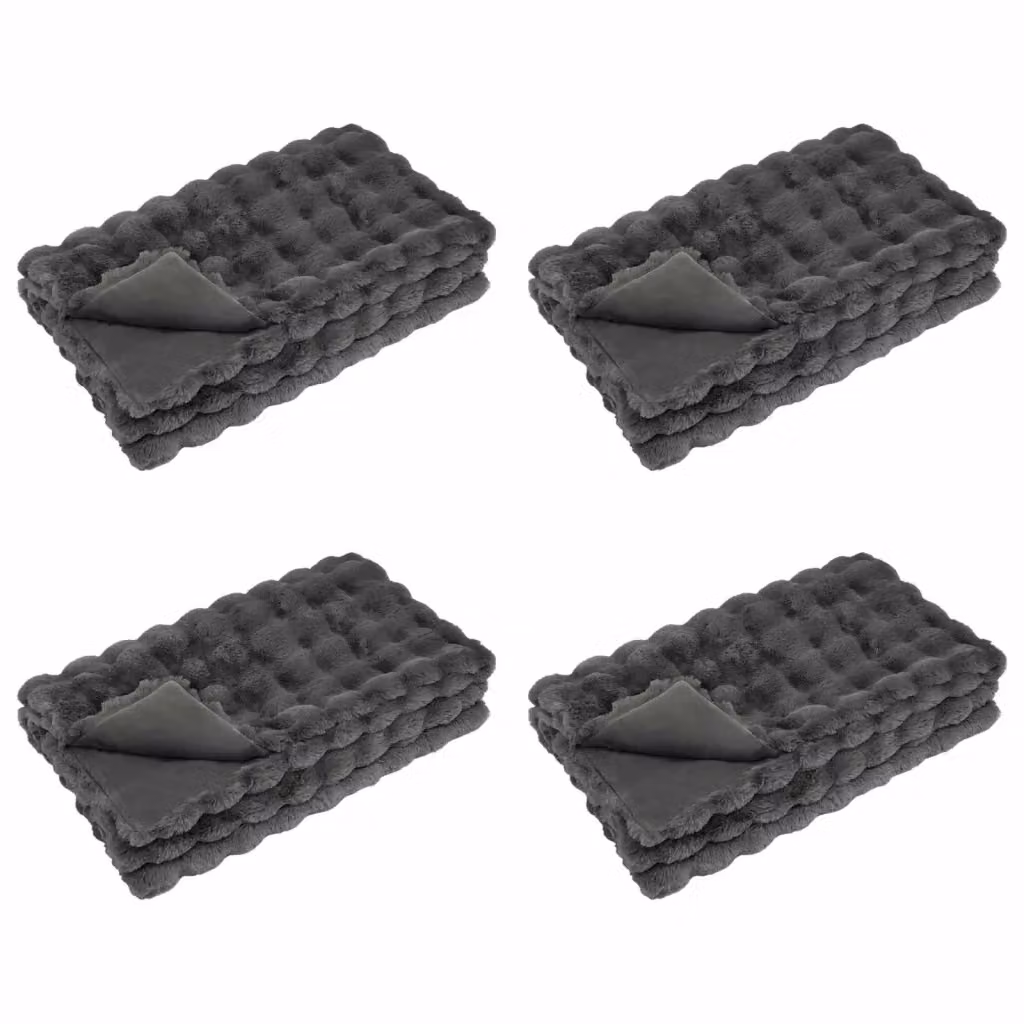 Set di 4 copertine antiscivolo vidaXL Olite in finta pelliccia di coniglio grigie, L 270 cm x P 240 cm – 2