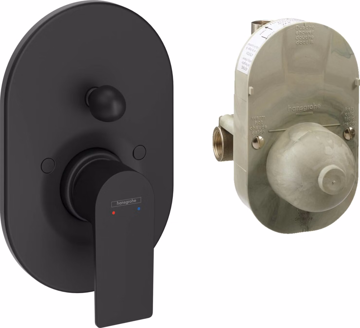 Hansgrohe Rebris E - Miscelatore per vasca a parete con corpo, nero opaco 72458670