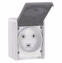 Prese a muro 32A, 3 poli + neutro + terra, serie Plexo, grado di protezione IP44, da installare a parete, colore grigio