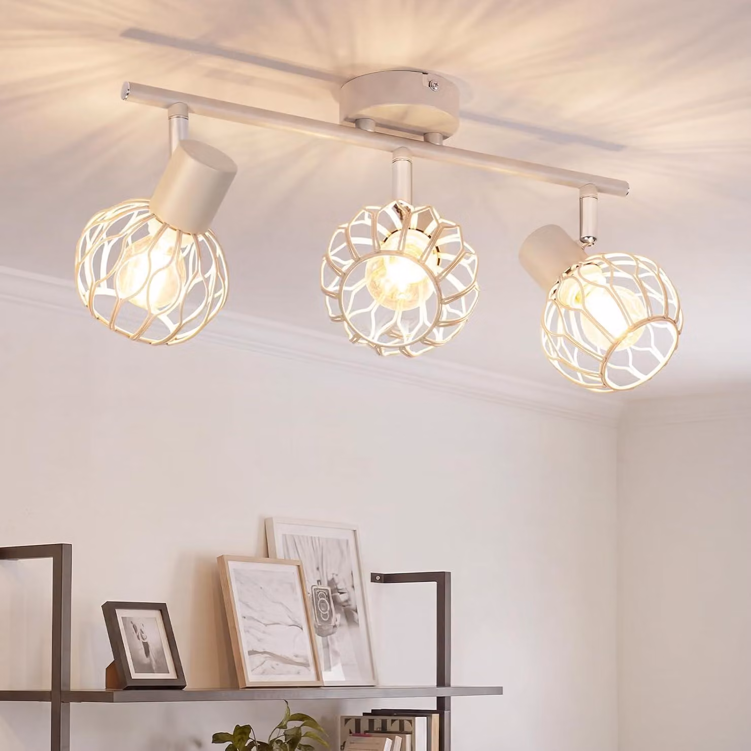 ZMH Lampada da soffitto a LED, 3 luci, colore grigio, attacco E14, metallo. Lampada per cucina, orientabile a 350°, lampada per soggiorno, faretti da soffitto, illuminazione interna, adatta per corridoi e cucine